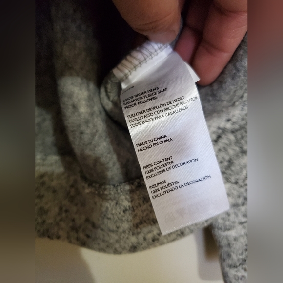 Eddie Bauer Fleece Pullover Quarter Sweater Light Heather Grey Men's Size Large - Picture 5 of 5